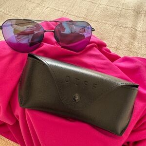 Diff Eyewear Black and Blue/Purple Aviator Sunglasses